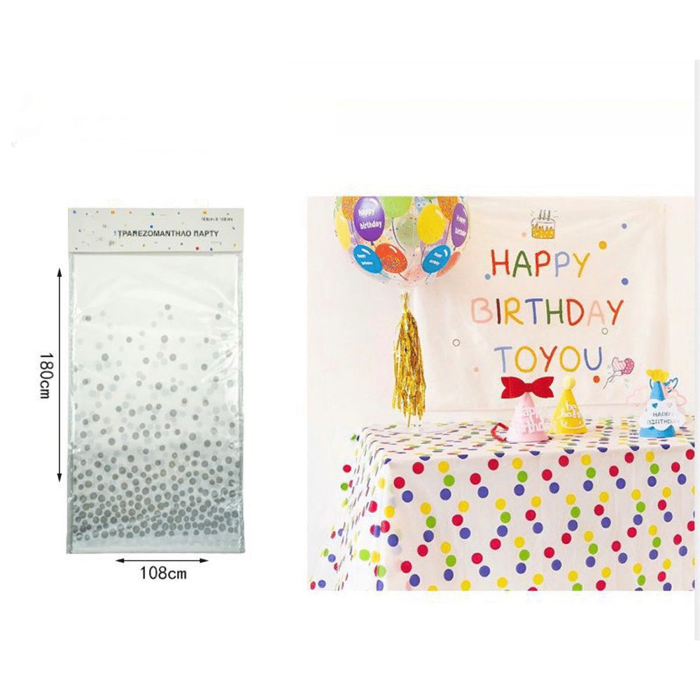 Τραπεζομαντηλο Πλαστικο Ασημι Βουλες 180Χ108 Εκ